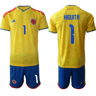 Men's Colombia Team #1 Rene Higuita Yellow 2026 World Cup Home Soccer Jersey Suit