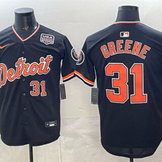 Men's Detroit Tigers #31 Riley Greene Navy 2026 Alternate USA 250' Patch Vapor Premier Limited Stitched Baseball Jersey