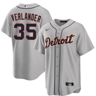 Men's Detroit Tigers #35 Justin Verlander Grey 2026 Road Stitched Baseball Jersey