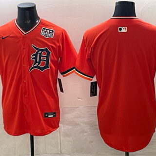 Men's Detroit Tigers Blank Orange 2026 Alternate USA 250' Patch Vapor Premier Limited Stitched Baseball Jersey