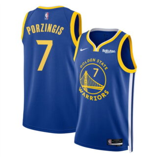 Men's Golden State Warriors #7 Kristaps Porzingis Blue 2026 Icon Edition Stitched Basketball Jersey