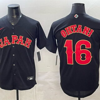 Men's Japan Baseball #16 Shohei Ohtani Black 2026 World Baseball Classic Road Stadium Stitched Jersey