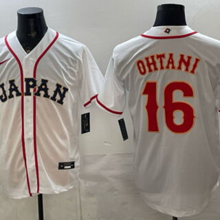 Men's Japan Baseball #16 Shohei Ohtani White 2026 World Baseball Classic Home Stadium Stitched Jersey