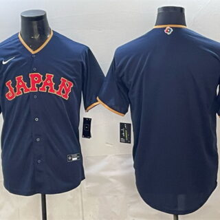 Men's Japan Baseball Blank Navy 2026 World Baseball Classic Road Stadium Stitched Jersey