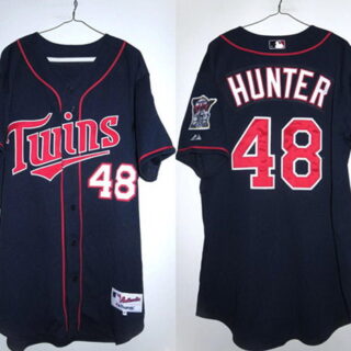 Men's Minnesota Twins #48 Torii Hunter Navy Double Knit Stitched Baseball Jersey