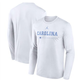 Men's North Carolina Tar Heels White 2025 Courtside Basketball Shootaround Legend Dri FIT Long Sleeve T-Shirt