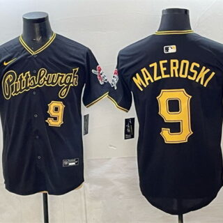 Men's Pittsburgh Pirates #9 Bill Mazeroski Black Limited Stitched Baseball Jersey