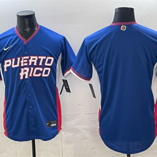 Men's Puerto Rico Baseball Blank Blue 2026 World Baseball Classic Road Stadium Stitched Jersey