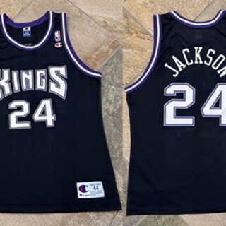 Men's Sacramento Kings #24 Bobby Jackson Black Champion Stitched Jersey