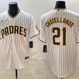 Men's San Diego Padres #21 Nick Castellanos White Cool Base Stitched Baseball Jersey