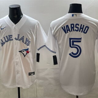 Men's Toronto Blue Jays #5 Daulton Varsho White 2025 Cool Base Stitched Baseball Jersey
