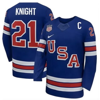 Men's USA #21 Knight Royal 2026 With C Patch Stitched Hockey Jersey