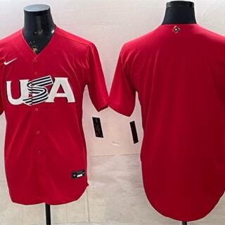 Men's USA Baseball Blank Red 2026 World Baseball Classic Stitched Jersey