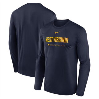 Men's West Virginia Mountaineers Navy 2025 Courtside Basketball Shootaround Legend Dri FIT Long Sleeve T-Shirt
