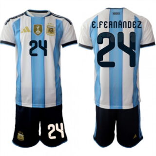 Men's Argentina #24 E.FEANANDEZ National Team FIFA x World Cup 2026 Home White On Field Jersey