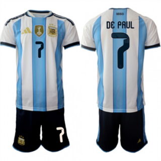 Men's Argentina #7 DE PAUL National Team FIFA x World Cup 2026 Home White On Field Jersey