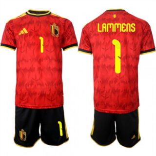 Men's Belgium #1 LAMMENS National Team FIFA x World Cup 2026 Home Red On Field Jersey
