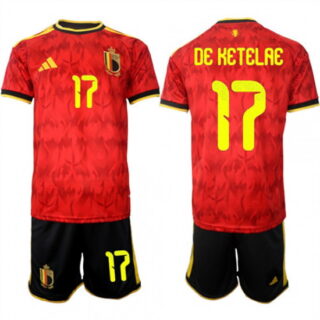 Men's Belgium #17 DE KETELAE National Team FIFA x World Cup 2026 Home Red On Field Jersey