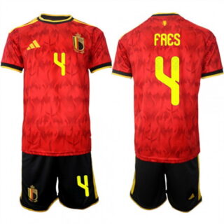 Men's Belgium #4 FAES National Team FIFA x World Cup 2026 Home Red On Field Jersey