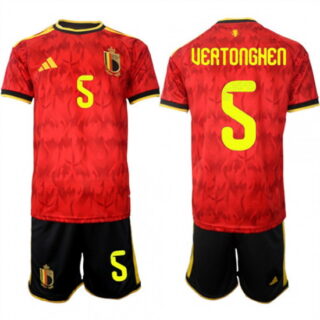 Men's Belgium #5 UEATONGHEN National Team FIFA x World Cup 2026 Home Red On Field Jersey