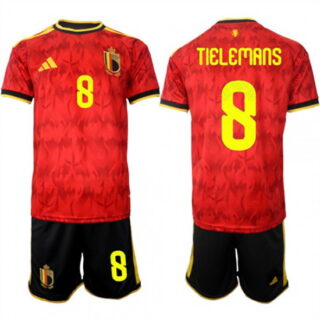 Men's Belgium #8 TIELEMANS National Team FIFA x World Cup 2026 Home Red On Field Jersey