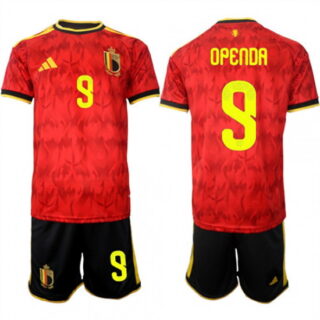 Men's Belgium National Team #9 Lois Openda Red 2026 World Cup Home Soccer Jersey Suit