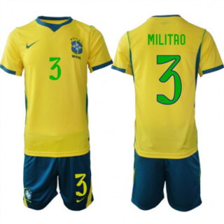 Men's Brazil #3 MILITAO National Team FIFA x World Cup 2026 Home On Field Jersey