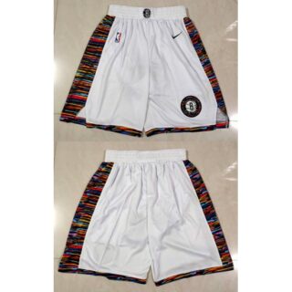 Men's Brooklyn Nets White City Edition Shorts (Run Smaller)