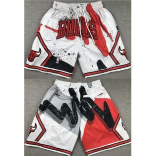 Men's Chicago Bulls White Red Shorts (Run Small)