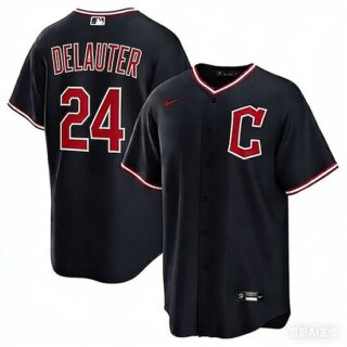 Men's Cleveland Guardians #24 Chase DeLauter Navy 2025 Alternate Limited Stitched Baseball Jersey