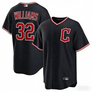 Men's Cleveland Guardians #32 Gavin Williams Navy 2025 Alternate Limited Stitched Baseball Jersey