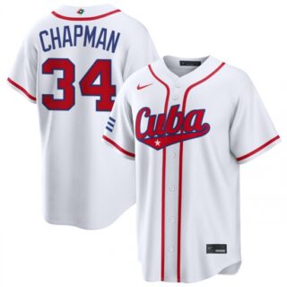 Men's Cuba Baseball #34 Emmanuel Chapman White 2026 World Baseball Classic Home Stadium Stitched Jersey