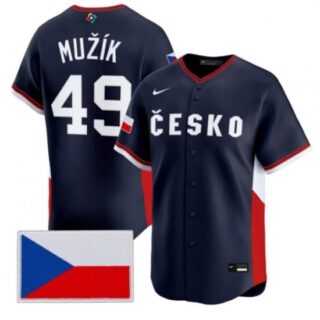Men's Czech Republic Baseball #49 Martin Muk Navy 2026 World Baseball Classic Jersey