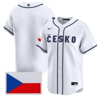 Men's Czech Republic Baseball White 2026 World Baseball Classic Team Jersey