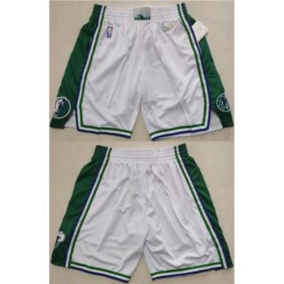 Men's Dallas Mavericks White Green 75th Anniversary Shorts (Run Small)