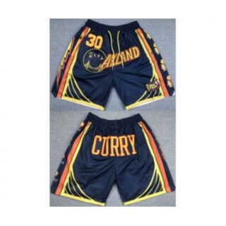 Men's Golden State Warriors #30 Stephen Curry Navy Shorts(Run Small)