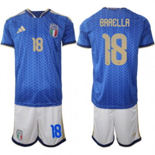 Men's Italy #18 BARELLA National Team FIFA x World Cup 2026 Home Blue On Field Jerseys