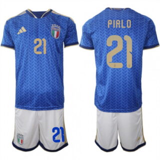 Men's Italy #21 PIRLO National Team FIFA x World Cup 2026 Home Blue On Field Jerseys