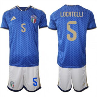 Men's Italy #5 LOCATELLI National Team FIFA x World Cup 2026 Home Blue On Field Jerseys