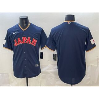 Men's Japan Baseball Blank Navy 2026 World Baseball Classic Road Stadium Stitched Jersey