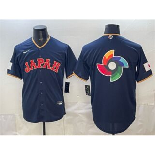 Men's Japan Baseball Team Big Logo Navy 2026 World Baseball Classic Road Stadium Stitched Jersey