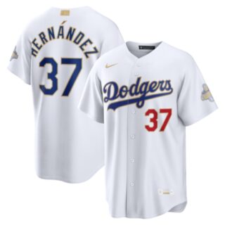 Men's Los Angeles Dodgers #37 Teoscar Hernandez Nike White 2026 Gold Collection Stadium Jersey