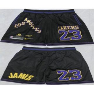 Men's Los Angeles Lakers #23 LeBron James Black 2025 Shorts
