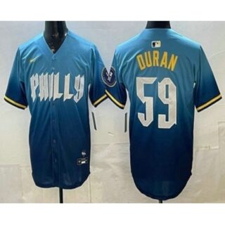 Men's Philadelphia Phillies #59 Jhoan Duran Blue 2024 City Cool Base Jersey