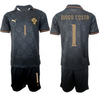 Men's Portugal #1 DIOGO COSTA National Team FIFA x World Cup 2026 Away Gray On Eusebio special edition Jersey