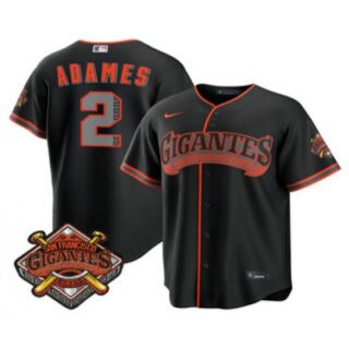 Men's San Francisco Giants #2 Willy Adames Black 2026 Alternate Stadium Stitched Jersey