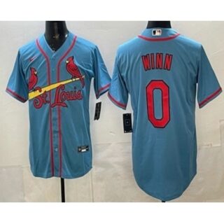 Men's St. Louis Cardinals #0 Masyn Winn Blue Cool Base Jersey