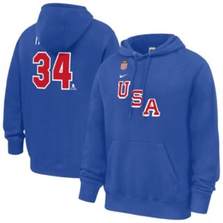 Men's US Hockey #34 Auston Matthews Royal 2026 Name & Number Hoodie