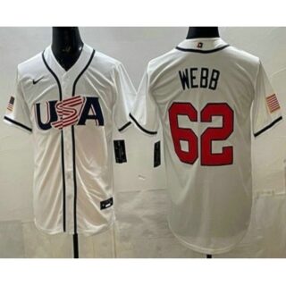 Men's USA Baseball #62 Logan Webb White 2026 World Baseball Classic Cool Base Jersey