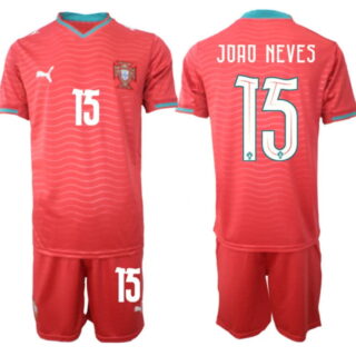Men's Portugal Team #15 Joao Neves Red 2026 World Cup Home Soccer Jersey Suit